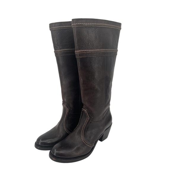 FRYE Jane 77231 Women's Brown leather calf boots with heel size 6.5 B - Picture 4 of 6